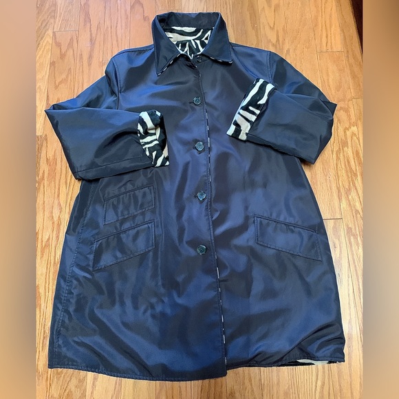 Women’s Large Anne Klein II Reversible Brown Shell/Faux Fur Zebra Stripe Coat - Picture 5 of 16